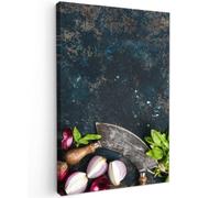 OnlyWow© Poster De Jardin 80x120 cm Original Mur Tableau Decoration Murale Balcon Peinture Tableaux Terrasse Impression Art Mural Deco Décoratif Muraux Légumes - Herbes - Couteau à Berceau