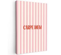 OnlyWow© Poster De Jardin 80x120 cm Original Mur Tableau Decoration Murale Balcon Peinture Tableaux Terrasse Impression Art Mural Deco Décoratif Muraux Rose pâle - Rouge - Rayures - Carpe Diem