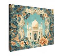 OnlyWow© Poster De Jardin 80x60 cm Deco Exterieur Decoration Balcon Décoration Affiche Murale Extérieur Terrasse Déco Appartement Extérieure Taj Mahal - Ramadan - Fleurs - Islamique