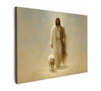 OnlyWow© Poster De Jardin 80x60 cm Original Mur Tableau Decoration Murale Balcon Peinture Tableaux Terrasse Impression Art Mural Deco Décoratif Muraux Mouton - Jésus - Coups de Pinceau