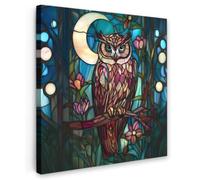 OnlyWow© Poster De Jardin 80x80 cm Deco Exterieur Decoration Balcon Décoration Affiche Murale Extérieur Terrasse Déco Appartement Extérieure Hibou - Mosaïque - Lune - Nuit