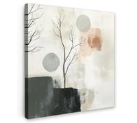 OnlyWow© Poster De Jardin 80x80 cm Original Mur Tableau Decoration Murale Balcon Peinture Tableaux Terrasse Impression Art Mural Deco Décoratif Muraux Wabi sabi - Beige - Plante