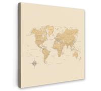 OnlyWow© Poster De Jardin 80x80 cm Original Mur Tableau Decoration Murale Balcon Peinture Tableaux Terrasse Impression Art Mural Deco Décoratif Muraux Carte du Monde - Réaliste - Beige