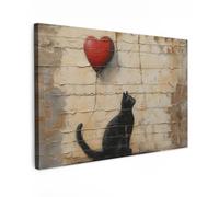 OnlyWow© Poster De Jardin 90x60 cm Deco Exterieur Decoration Balcon Décoration Affiche Murale Extérieur Terrasse Déco Appartement Extérieure Street Art - Chat - Ballon - Graffiti - Banksy