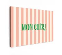 OnlyWow© Poster De Jardin 90x60 cm Deco Exterieur Decoration Balcon Décoration Affiche Murale Extérieur Terrasse Déco Appartement Extérieure Rose pâle - Vert - Rayures - Mon Chéri