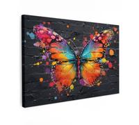 OnlyWow© Poster De Jardin 90x60 cm Original Mur Tableau Decoration Murale Balcon Peinture Tableaux Terrasse Impression Art Mural Deco Décoratif Muraux Papillon - Graffiti - Neon Art - Coloré