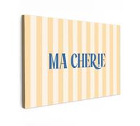 OnlyWow© Poster De Jardin 90x60 cm Original Mur Tableau Decoration Murale Balcon Peinture Tableaux Terrasse Impression Art Mural Deco Décoratif Muraux Bleu - Jaune - Rayures - Ma Chérie