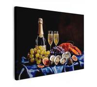 OnlyWow© Poster De Jardin Deco Exterieur Decoration Balcon Décoration | 70x50 cm - Affiche Murale Extérieur Terrasse Déco Appartement Extérieure Champagne - Luxe - Huîtres
