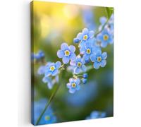 OnlyWow© Poster De Jardin Original Mur Tableau Decoration Murale Balcon | 50x70 cm - Peinture Tableaux Terrasse Impression Art Mural Deco Décoratif Muraux Fleurs - Bleu - Ne m'oubliez pas