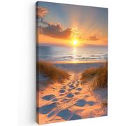 OnlyWow© Tableau De Jardin 100x150 cm Impressions Toiles Reproductions Décoration Moderne sur Mural Decoratifs Photo Coucher de Soleil - Dunes - Plage - Mer