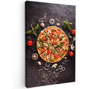 OnlyWow© Tableau De Jardin 100x150 cm Impressions Toiles Reproductions Décoration Moderne sur Mural Decoratifs Photo Pizza - Légumes - Herbes - Cuisine - Industriel