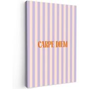 OnlyWow© Tableau De Jardin 100x150 cm Impressions Toiles Reproductions Décoration Moderne sur Mural Decoratifs Photo Lilas - Orange - Rayures - Carpe Diem