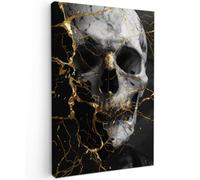 OnlyWow© Tableau De Jardin 100x150 cm Original Mur Decoration Balcon Murale Peinture Tableaux Terrasse Impression Art Mural Deco Décoratif Muraux Or - Abstrait - Crâne - Effrayant - Mort