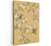 OnlyWow© Tableau De Jardin 100x150 cm Original Mur Decoration Balcon Murale Peinture Tableaux Terrasse Impression Art Mural Deco Décoratif Muraux Martin-pêcheurs - Blossom - Jaune