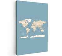 OnlyWow© Tableau De Jardin 100x150 cm Original Mur Decoration Balcon Murale Peinture Tableaux Terrasse Impression Art Mural Deco Décoratif Muraux Carte du Monde - Océan - Réaliste - Bleu
