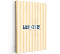 OnlyWow© Tableau De Jardin 100x150 cm Original Mur Decoration Balcon Murale Peinture Tableaux Terrasse Impression Art Mural Deco Décoratif Muraux Bleu - Jaune - Rayures - Mon Chéri