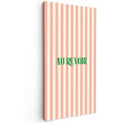 OnlyWow© Tableau De Jardin 100x200 cm Original Mur Decoration Balcon Murale Peinture Tableaux Terrasse Impression Art Mural Deco Décoratif Muraux Rose pâle - Vert - Rayures - Au Revoir