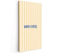 OnlyWow© Tableau De Jardin 100x200 cm Original Mur Decoration Balcon Murale Peinture Tableaux Terrasse Impression Art Mural Deco Décoratif Muraux Bleu - Jaune - Rayures - Mon Chéri