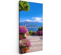OnlyWow© Tableau De Jardin 100x200 cm Original Mur Decoration Balcon Murale Peinture Tableaux Terrasse Impression Art Mural Deco Décoratif Muraux Lac de Côme - Italie - Paysage