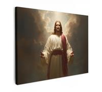 OnlyWow© Tableau De Jardin 100x70 cm Impressions Toiles Reproductions Décoration Moderne sur Mural Decoratifs Photo Ciel - Soleil - Jésus - Rouge