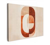 OnlyWow© Tableau De Jardin 100x70 cm Original Mur Decoration Balcon Murale Peinture Tableaux Terrasse Impression Art Mural Deco Décoratif Muraux Illustration - Abstrait - Formes - Rouge