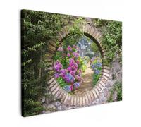 OnlyWow© Tableau De Jardin 100x70 cm Original Mur Decoration Balcon Murale Peinture Tableaux Terrasse Impression Art Mural Deco Décoratif Muraux Aperçu - Fleurs - Hortensia - Été