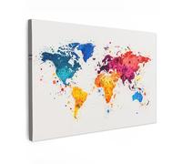 OnlyWow© Tableau De Jardin 120x80 cm Original Mur Decoration Balcon Murale Peinture Tableaux Terrasse Impression Art Mural Deco Décoratif Muraux Carte du Monde - Graffiti - Coloré