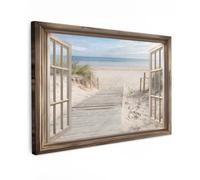 OnlyWow© Tableau De Jardin 120x80 cm Original Mur Decoration Balcon Murale Peinture Tableaux Terrasse Impression Art Mural Deco Décoratif Muraux Vue d'ensemble - Plage - Dunes - Chemin - Paysage