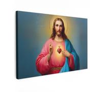 OnlyWow© Tableau De Jardin 120x80 cm Original Mur Decoration Balcon Murale Peinture Tableaux Terrasse Impression Art Mural Deco Décoratif Muraux Cœur - Jésus - Manteau - Croix