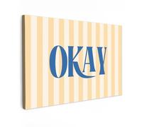 OnlyWow© Tableau De Jardin 120x80 cm Original Mur Decoration Balcon Murale Peinture Tableaux Terrasse Impression Art Mural Deco Décoratif Muraux Bleu - Jaune - Rayures - d'accord