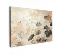 OnlyWow© Tableau De Jardin 150x100 cm Original Mur Decoration Balcon Murale Peinture Tableaux Terrasse Impression Art Mural Deco Décoratif Muraux Fleurs - Japandi - Wabi sabi