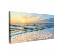 OnlyWow© Tableau De Jardin 200x100 cm Impressions Toiles Reproductions Décoration Moderne sur Mural Decoratifs Photo Plage - Mer - Coucher de Soleil - Golfe
