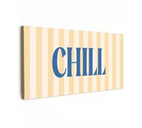 OnlyWow© Tableau De Jardin 200x100 cm Impressions Toiles Reproductions Décoration Moderne sur Mural Decoratifs Photo Bleu - Jaune - Rayures - Décontracté