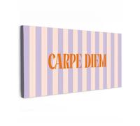 OnlyWow© Tableau De Jardin 200x100 cm Impressions Toiles Reproductions Décoration Moderne sur Mural Decoratifs Photo Lilas - Orange - Rayures - Carpe Diem