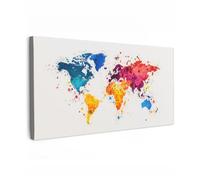 OnlyWow© Tableau De Jardin 200x100 cm Original Mur Decoration Balcon Murale Peinture Tableaux Terrasse Impression Art Mural Deco Décoratif Muraux Carte du Monde - Graffiti - Coloré