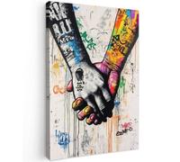 OnlyWow© Tableau De Jardin 40x60 cm Original Mur Decoration Balcon Murale Peinture Tableaux Terrasse Impression Art Mural Deco Décoratif Muraux Graffiti - Mains - Vintage - Street Art