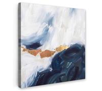 OnlyWow© Tableau De Jardin 50x50 cm Impressions Toiles Reproductions Décoration Moderne sur Mural Decoratifs Photo Abstrait - Acrylique - Bleu - Or - Elégant