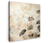 OnlyWow© Tableau De Jardin 50x50 cm Original Mur Decoration Balcon Murale Peinture Tableaux Terrasse Impression Art Mural Deco Décoratif Muraux Fleurs - Japandi - Wabi sabi