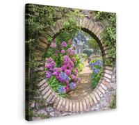 OnlyWow© Tableau De Jardin 50x50 cm Original Mur Decoration Balcon Murale Peinture Tableaux Terrasse Impression Art Mural Deco Décoratif Muraux Aperçu - Fleurs - Hortensia - Été