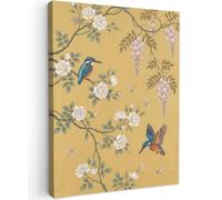OnlyWow© Tableau De Jardin 50x70 cm Original Mur Decoration Balcon Murale Peinture Tableaux Terrasse Impression Art Mural Deco Décoratif Muraux Martin-pêcheurs - Blossom - Jaune