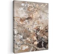OnlyWow© Tableau De Jardin 50x70 cm Original Mur Decoration Balcon Murale Peinture Tableaux Terrasse Impression Art Mural Deco Décoratif Muraux Fleur d'amandier - Art - Van Gogh - Beige