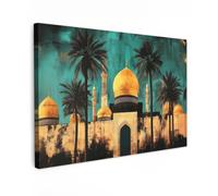 OnlyWow© Tableau De Jardin 60x40 cm Original Mur Decoration Balcon Murale Peinture Tableaux Terrasse Impression Art Mural Deco Décoratif Muraux Mosquée - Or - Arabe - Islamique