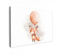 OnlyWow© Tableau De Jardin 60x40 cm Original Mur Decoration Balcon Murale Peinture Tableaux Terrasse Impression Art Mural Deco Décoratif Muraux Renard - Ballon - Aquarelle - Enfant - Fille