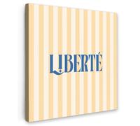 OnlyWow© Tableau De Jardin 60x60 cm Impressions Toiles Reproductions Décoration Moderne sur Mural Decoratifs Photo Bleu - Jaune - Rayures - Liberté