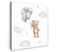 OnlyWow© Tableau De Jardin 60x60 cm Impressions Toiles Reproductions Décoration Moderne sur Mural Decoratifs Photo Ours - Ballon - Étoiles - Enfants
