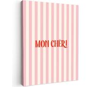 OnlyWow© Tableau De Jardin 60x80 cm Impressions Toiles Reproductions Décoration Moderne sur Mural Decoratifs Photo Rose pâle - Rouge - Rayures - Mon Chéri