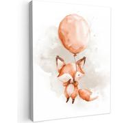 OnlyWow© Tableau De Jardin 60x80 cm Original Mur Decoration Balcon Murale Peinture Tableaux Terrasse Impression Art Mural Deco Décoratif Muraux Renard - Ballon - Aquarelle - Enfant - Fille