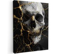 OnlyWow© Tableau De Jardin 60x80 cm Original Mur Decoration Balcon Murale Peinture Tableaux Terrasse Impression Art Mural Deco Décoratif Muraux Or - Abstrait - Crâne - Effrayant - Mort