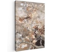 OnlyWow© Tableau De Jardin 60x90 cm Original Mur Decoration Balcon Murale Peinture Tableaux Terrasse Impression Art Mural Deco Décoratif Muraux Fleur d'amandier - Art - Van Gogh - Beige