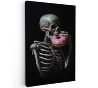 OnlyWow© Tableau De Jardin 60x90 cm Original Mur Decoration Balcon Murale Peinture Tableaux Terrasse Impression Art Mural Deco Décoratif Muraux Squelette - Donut - Nourriture - Crâne - Rose